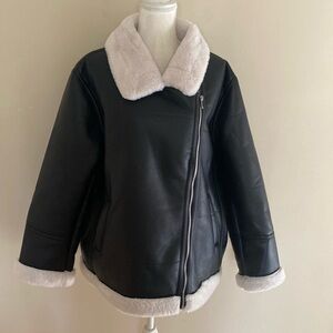 Joie Faux Leather Aviator Jacket Women's XL